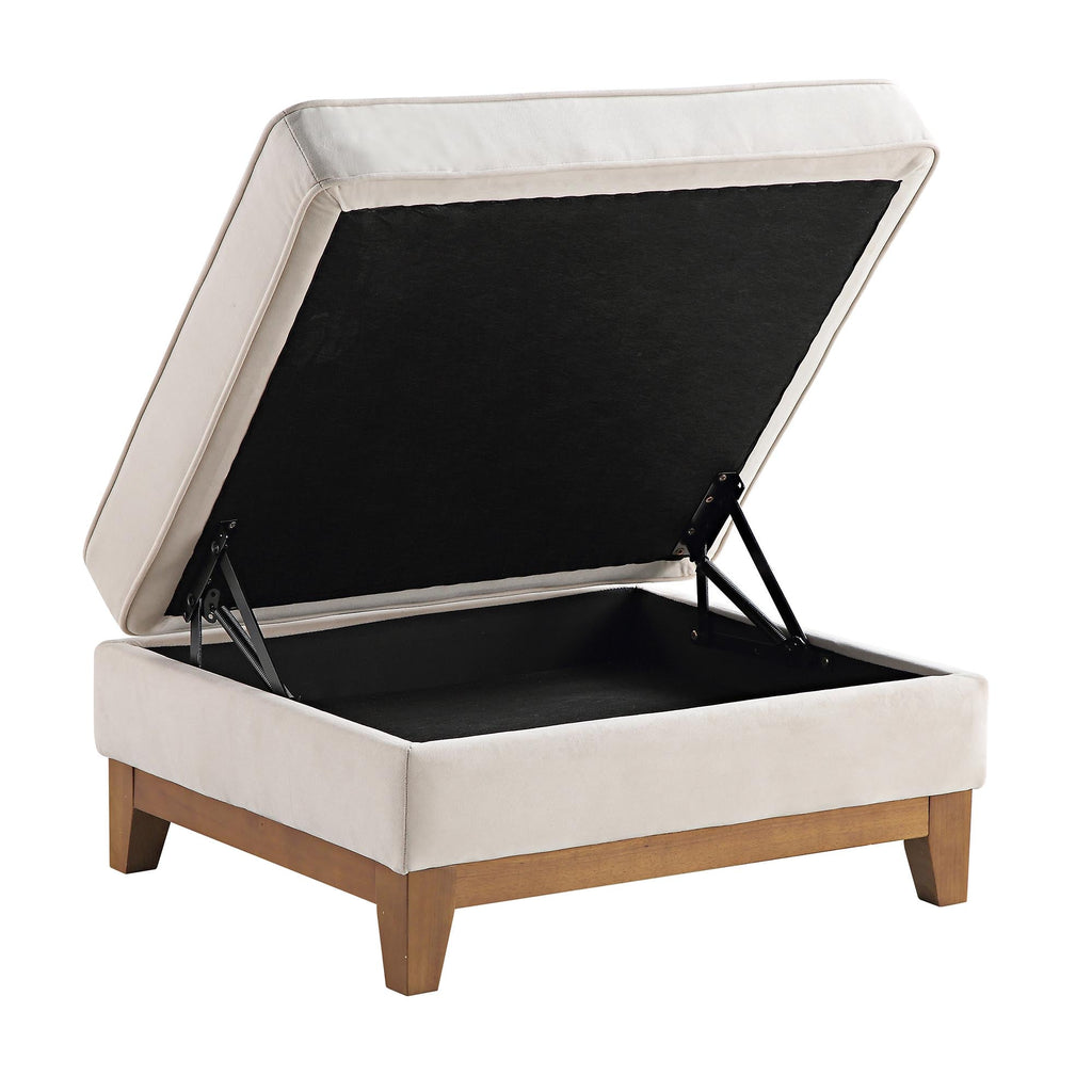 Champagne Velvet Storage Footstool
