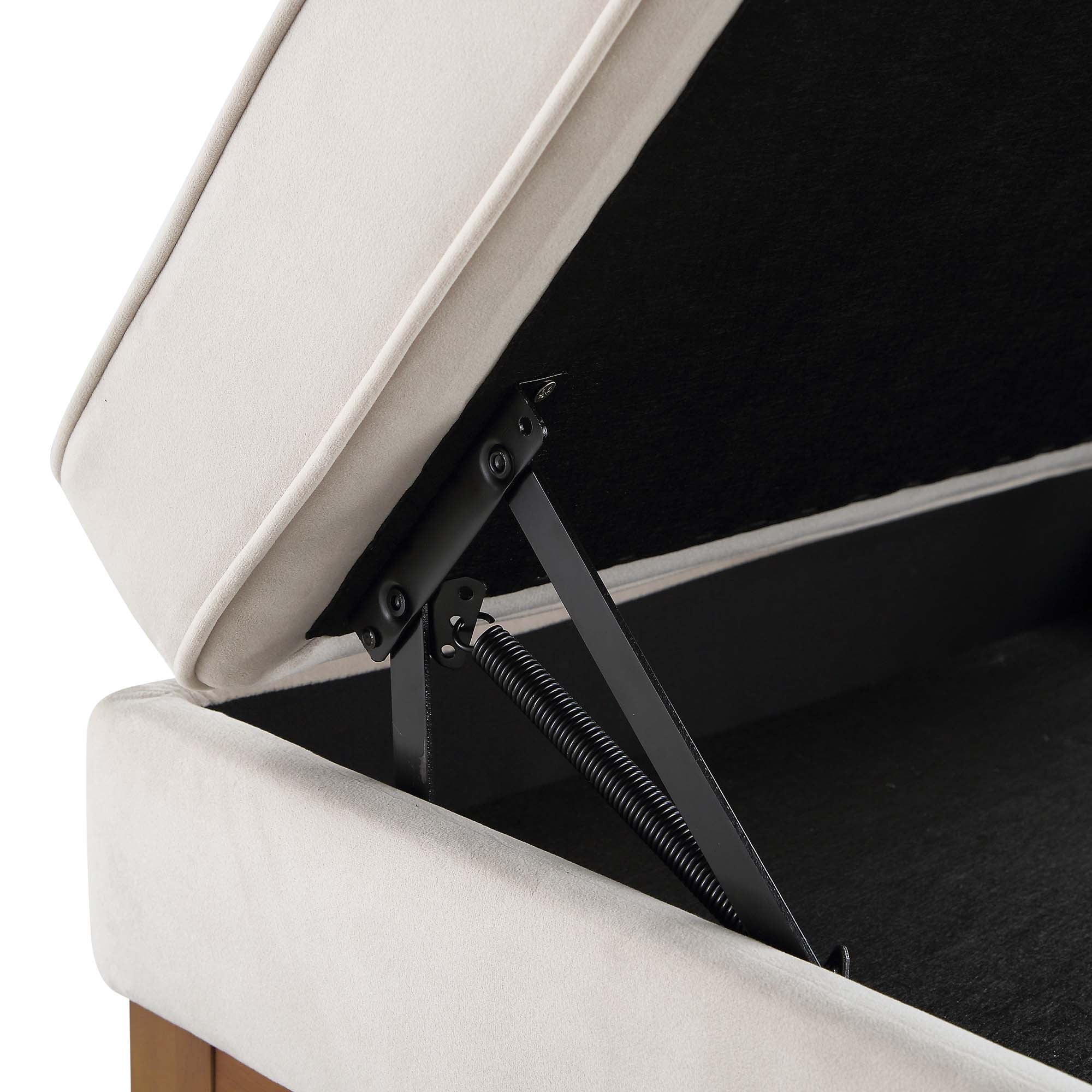 Champagne Velvet Storage Footstool