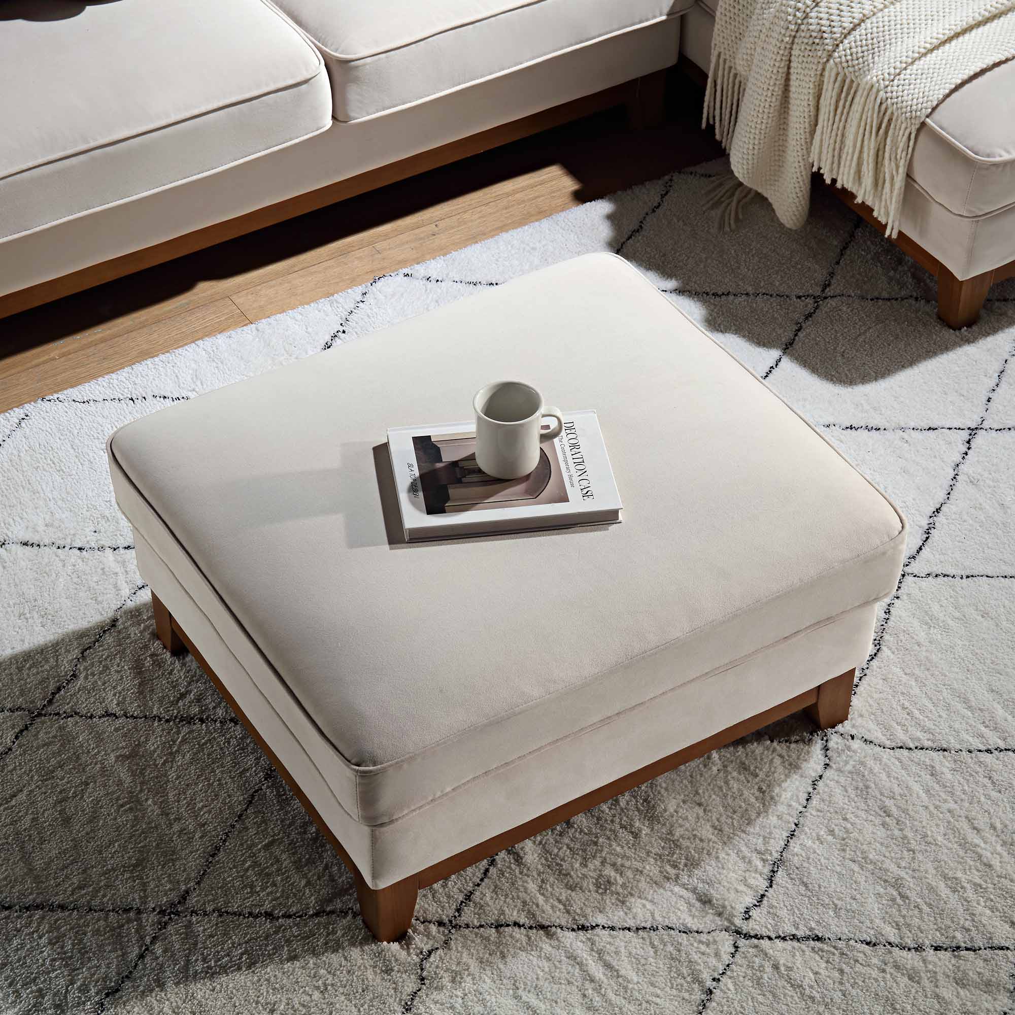 Champagne Velvet Storage Footstool