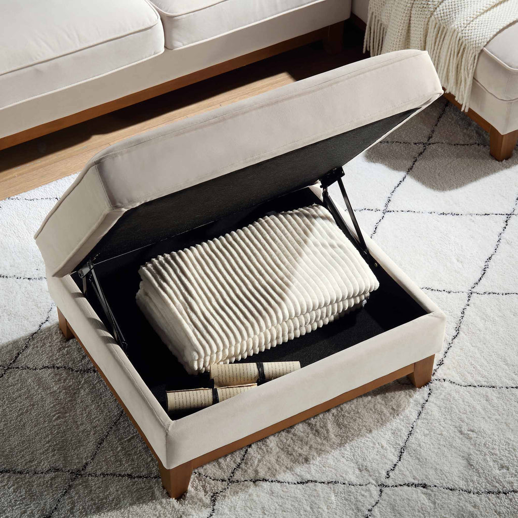 Champagne Velvet Storage Footstool