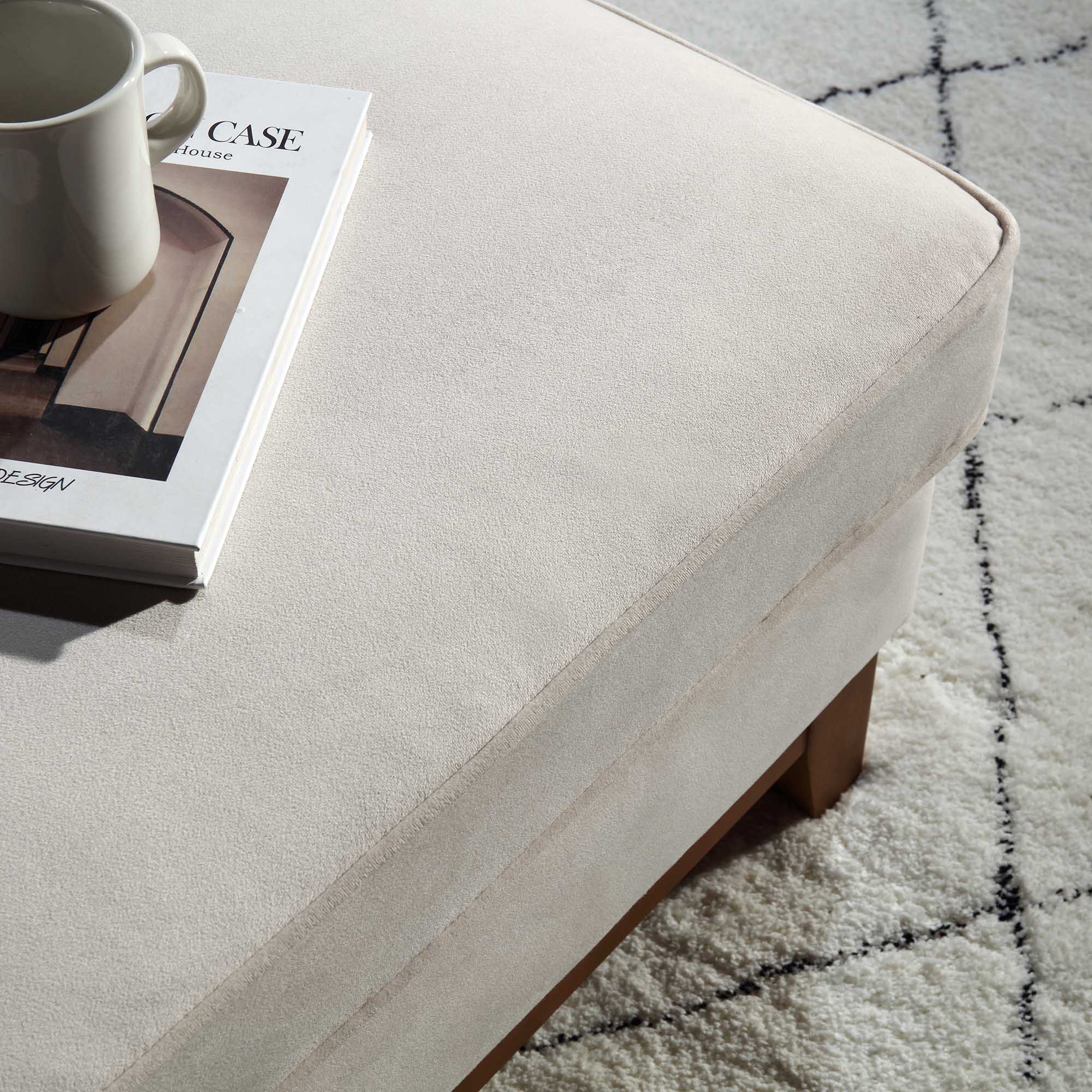 Champagne Velvet Storage Footstool