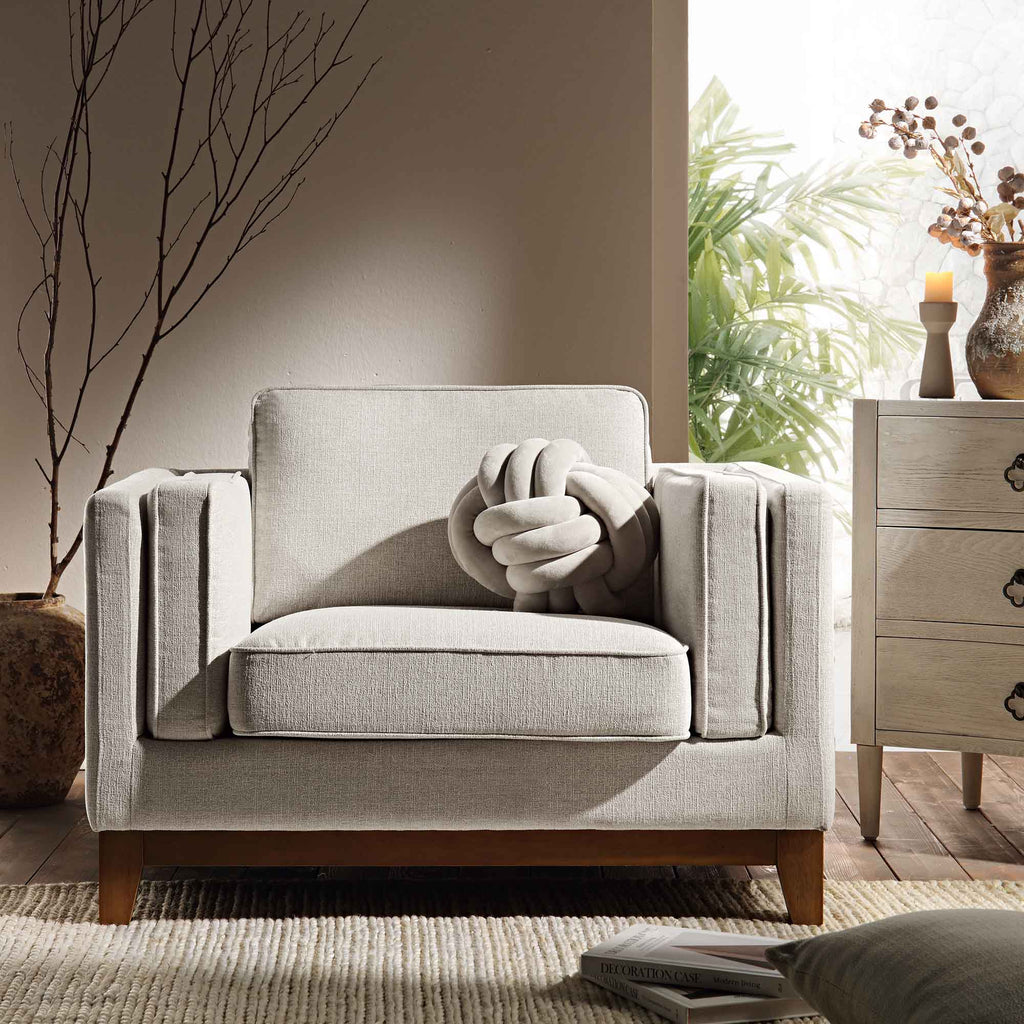 Oatmeal Fabric Sofa, 1-Seater