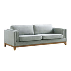 82.3" Wide Sage Chenille 3-Seater Sofa with Track Arms & Solid Wood Base, Modern Retro Design