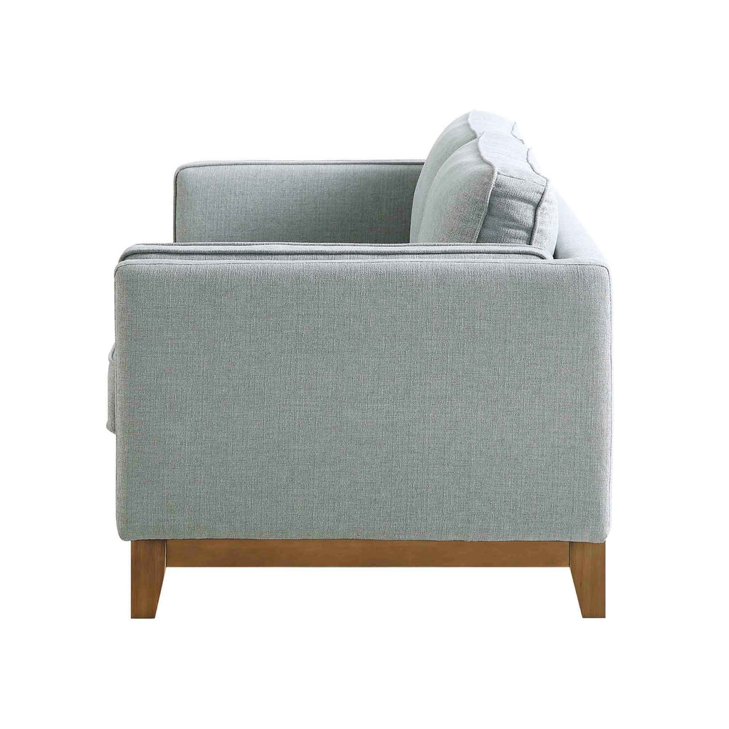 82.3" Wide Sage Chenille 3-Seater Sofa with Track Arms & Solid Wood Base, Modern Retro Design