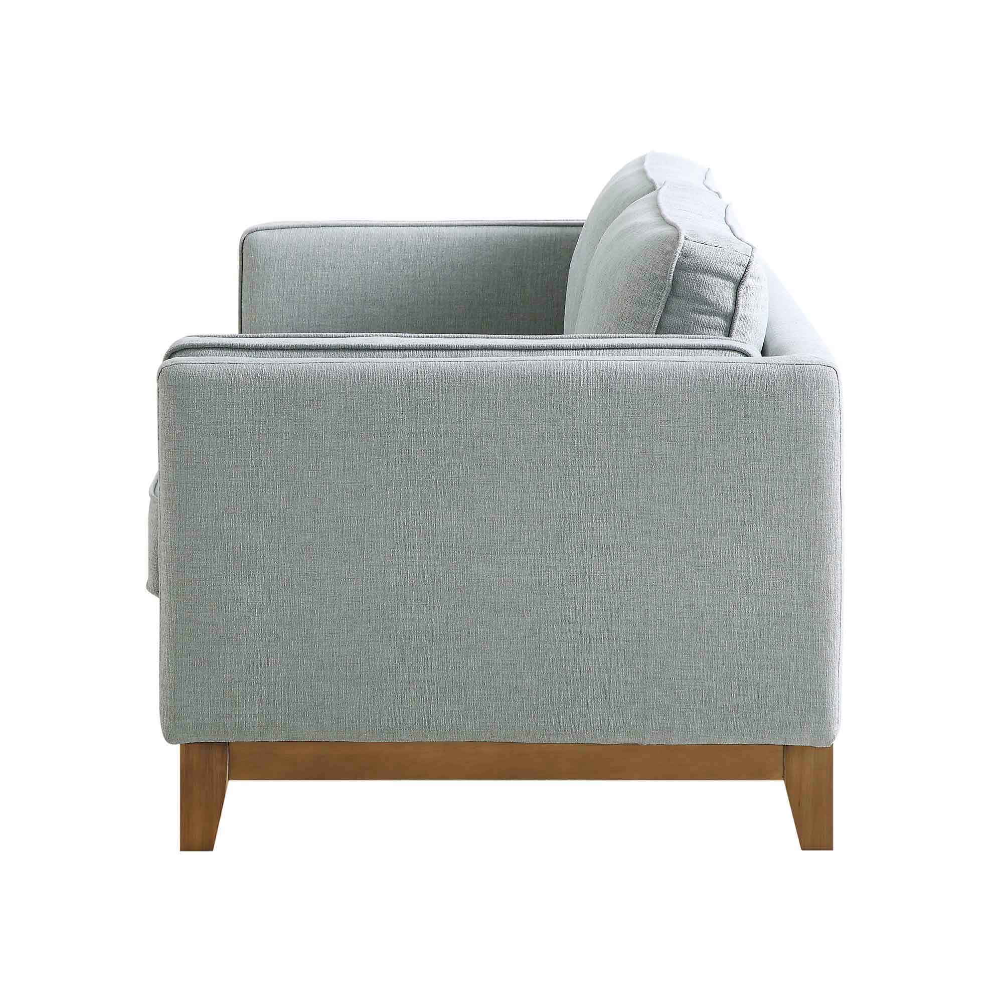 82.3" Wide Sage Chenille 3-Seater Sofa with Track Arms & Solid Wood Base, Modern Retro Design