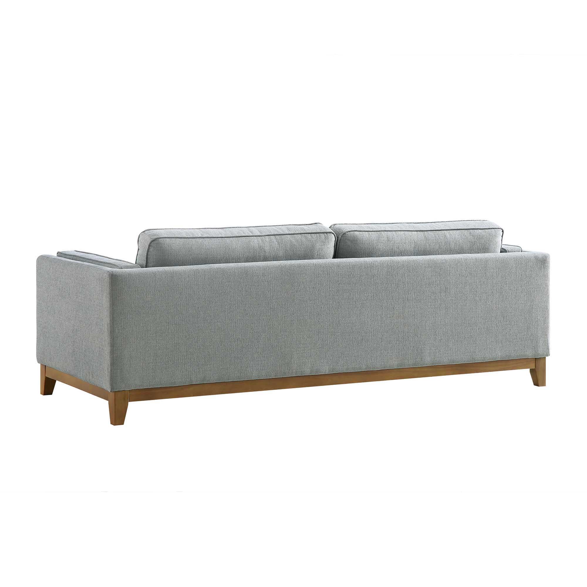 82.3" Wide Sage Chenille 3-Seater Sofa with Track Arms & Solid Wood Base, Modern Retro Design