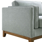 82.3" Wide Sage Chenille 3-Seater Sofa with Track Arms & Solid Wood Base, Modern Retro Design