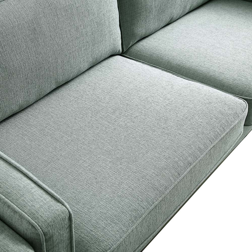 82.3" Wide Sage Chenille 3-Seater Sofa with Track Arms & Solid Wood Base, Modern Retro Design