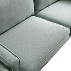 82.3" Wide Sage Chenille 3-Seater Sofa with Track Arms & Solid Wood Base, Modern Retro Design