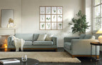 82.3" Wide Sage Chenille 3-Seater Sofa with Track Arms & Solid Wood Base, Modern Retro Design