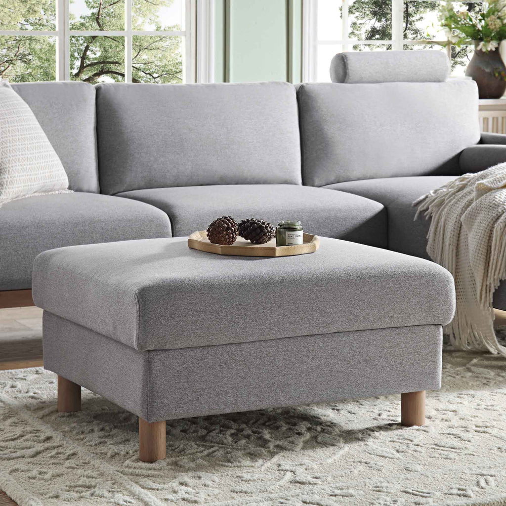 Gray Marl Fabric Storage Ottoman