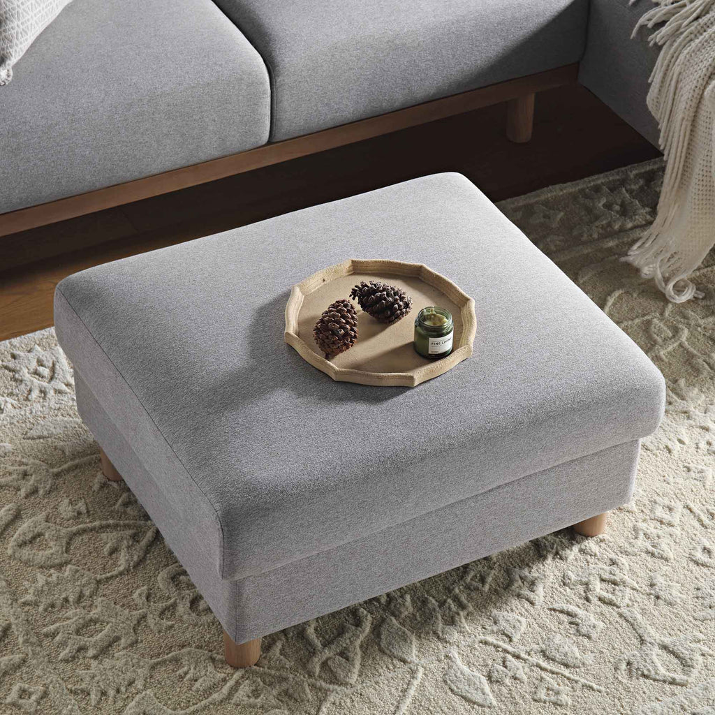 Gray Marl Fabric Storage Ottoman