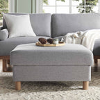 Gray Marl Fabric Storage Ottoman