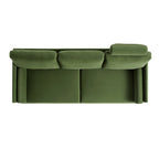 76" Fern Green Velvet 3-Seater Sofa with Adjustable Headrest, Solid Wood Frame & Cylindrical Cushions