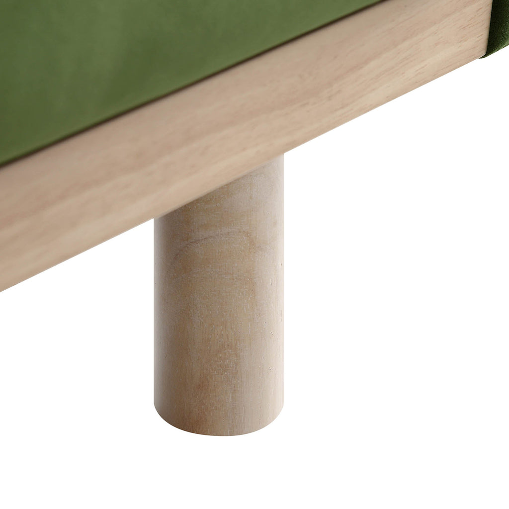 76" Fern Green Velvet 3-Seater Sofa with Adjustable Headrest, Solid Wood Frame & Cylindrical Cushions