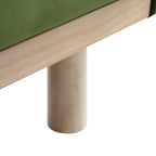 76" Fern Green Velvet 3-Seater Sofa with Adjustable Headrest, Solid Wood Frame & Cylindrical Cushions