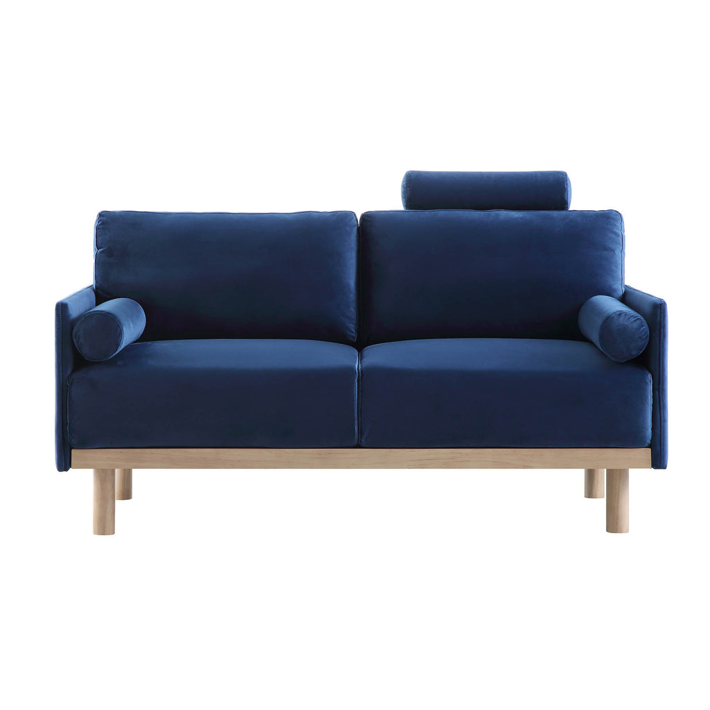 Navy Blue Velvet Sofa, 2-Seater