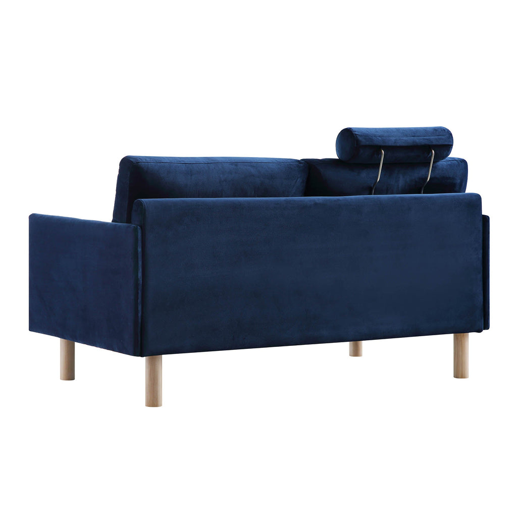 Navy Blue Velvet Sofa, 2-Seater