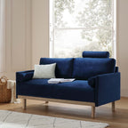 Navy Blue Velvet Sofa, 2-Seater