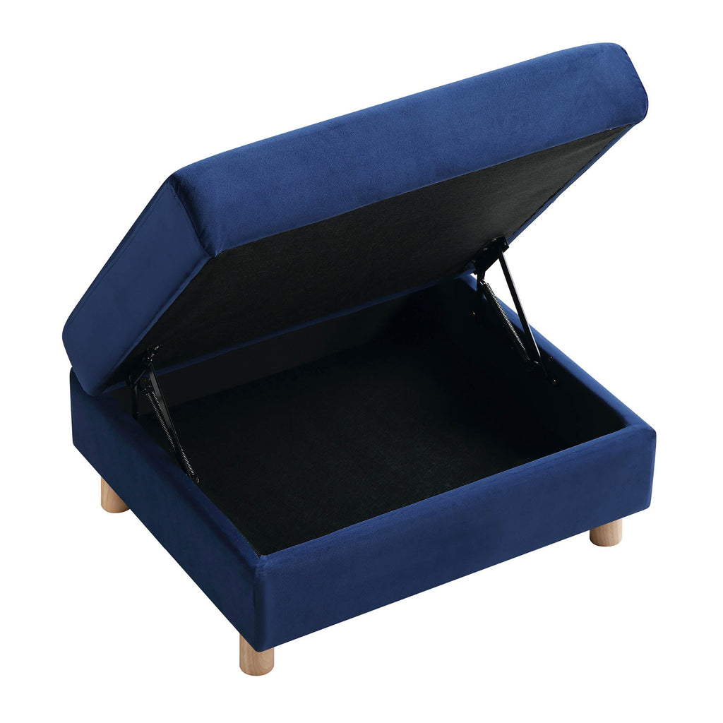 Navy Blue Velvet Storage Ottoman