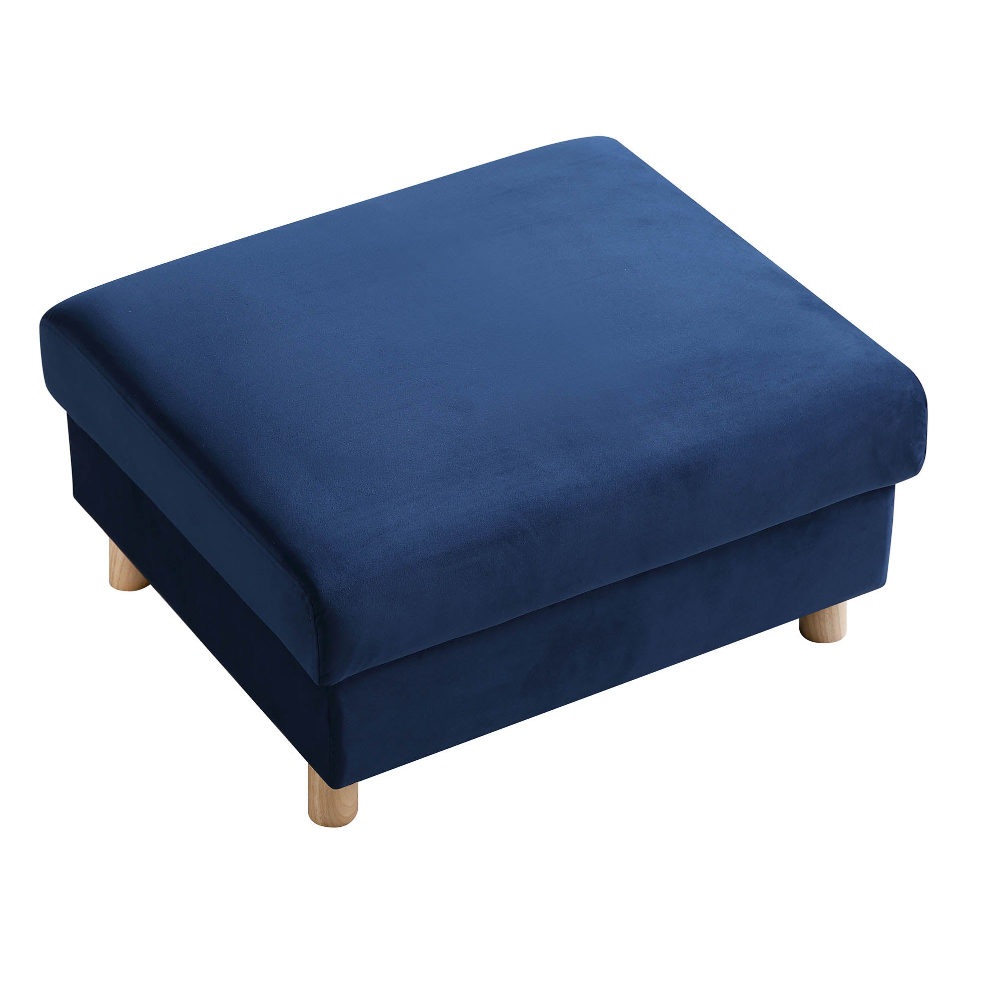 Navy Blue Velvet Storage Ottoman