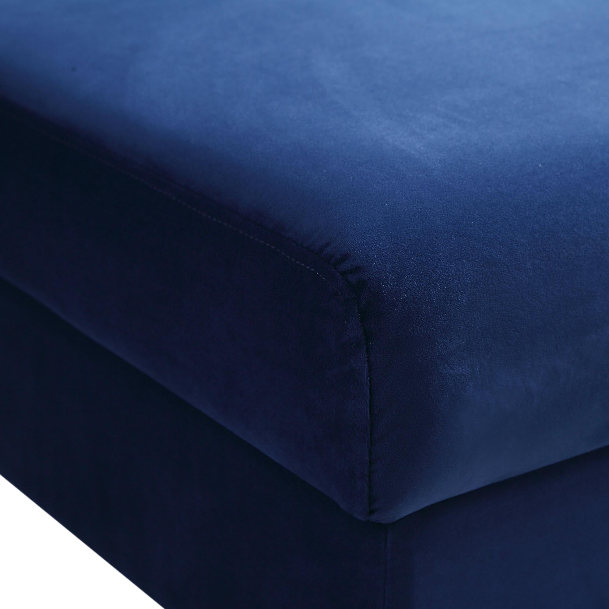 Navy Blue Velvet Storage Ottoman