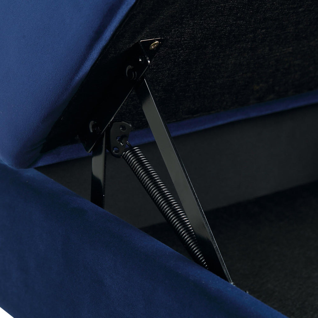 Navy Blue Velvet Storage Ottoman