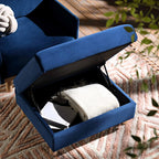 Navy Blue Velvet Storage Ottoman