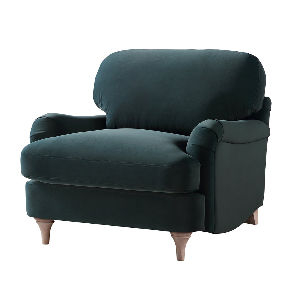 Aegean Blue Velvet Sofa, 1-Seater