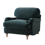 Aegean Blue Velvet Sofa, 1-Seater