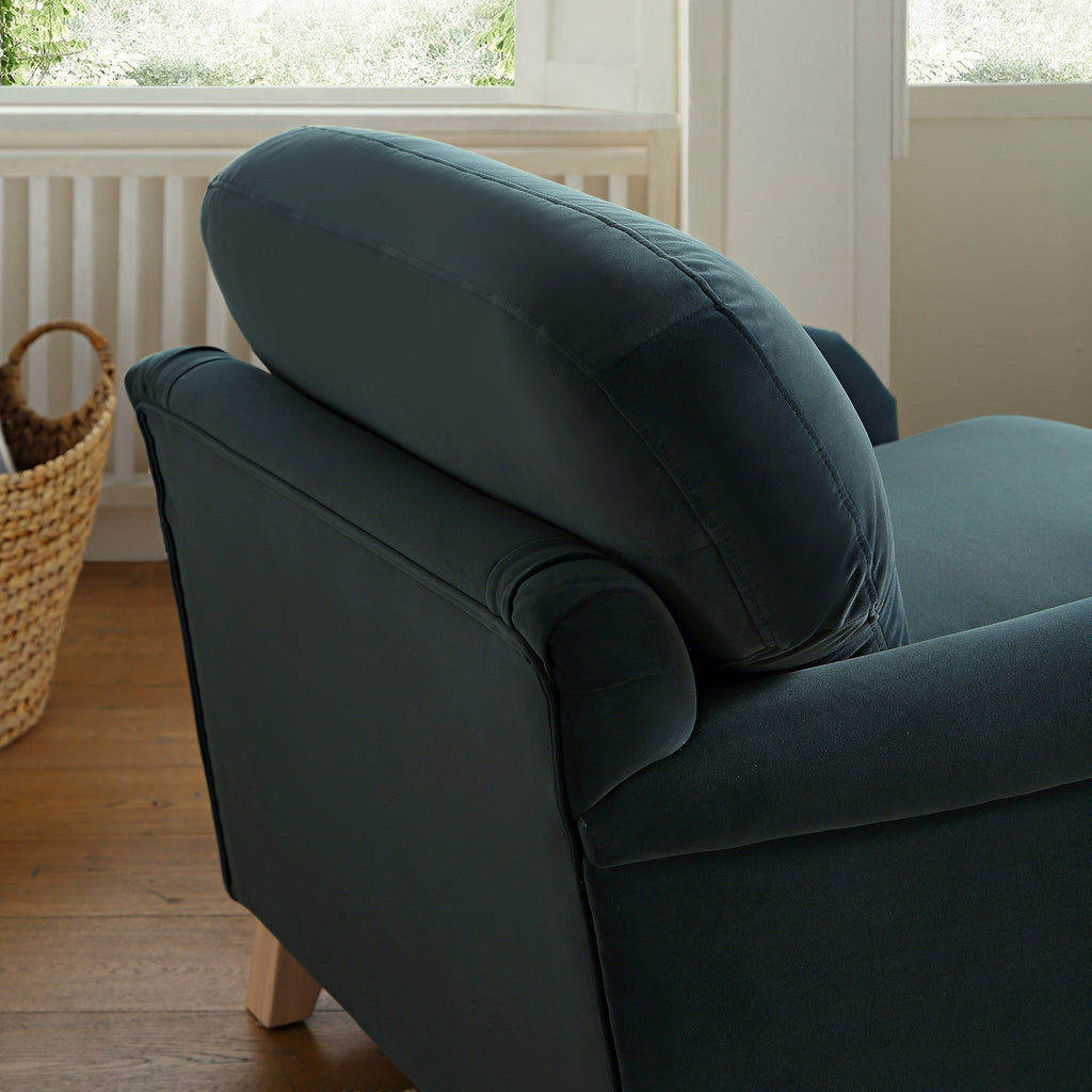 Aegean Blue Velvet Sofa, 1-Seater
