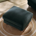 Aegean Blue Velvet Sofa, Footstool