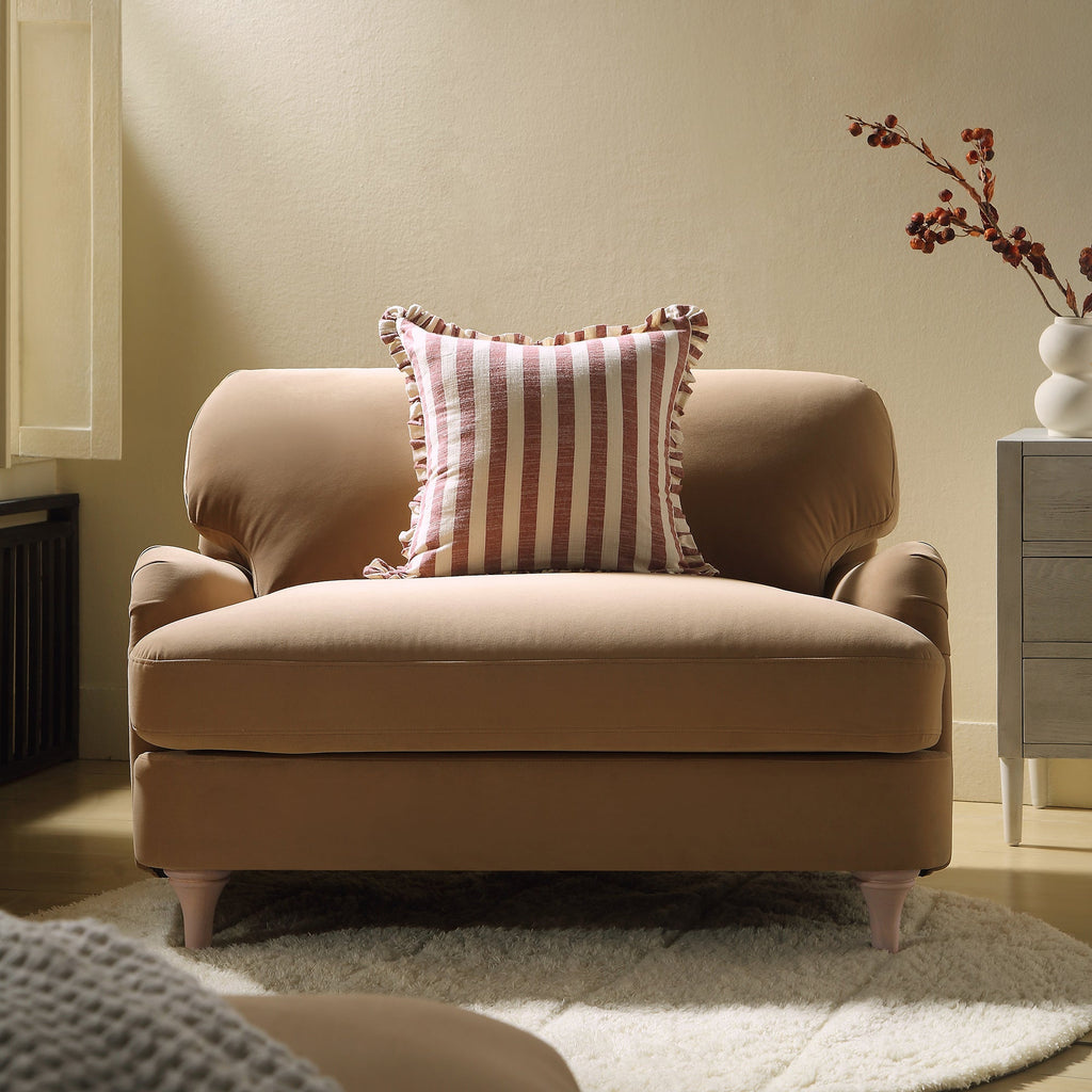 Camel Velvet Sofa, Loveseat