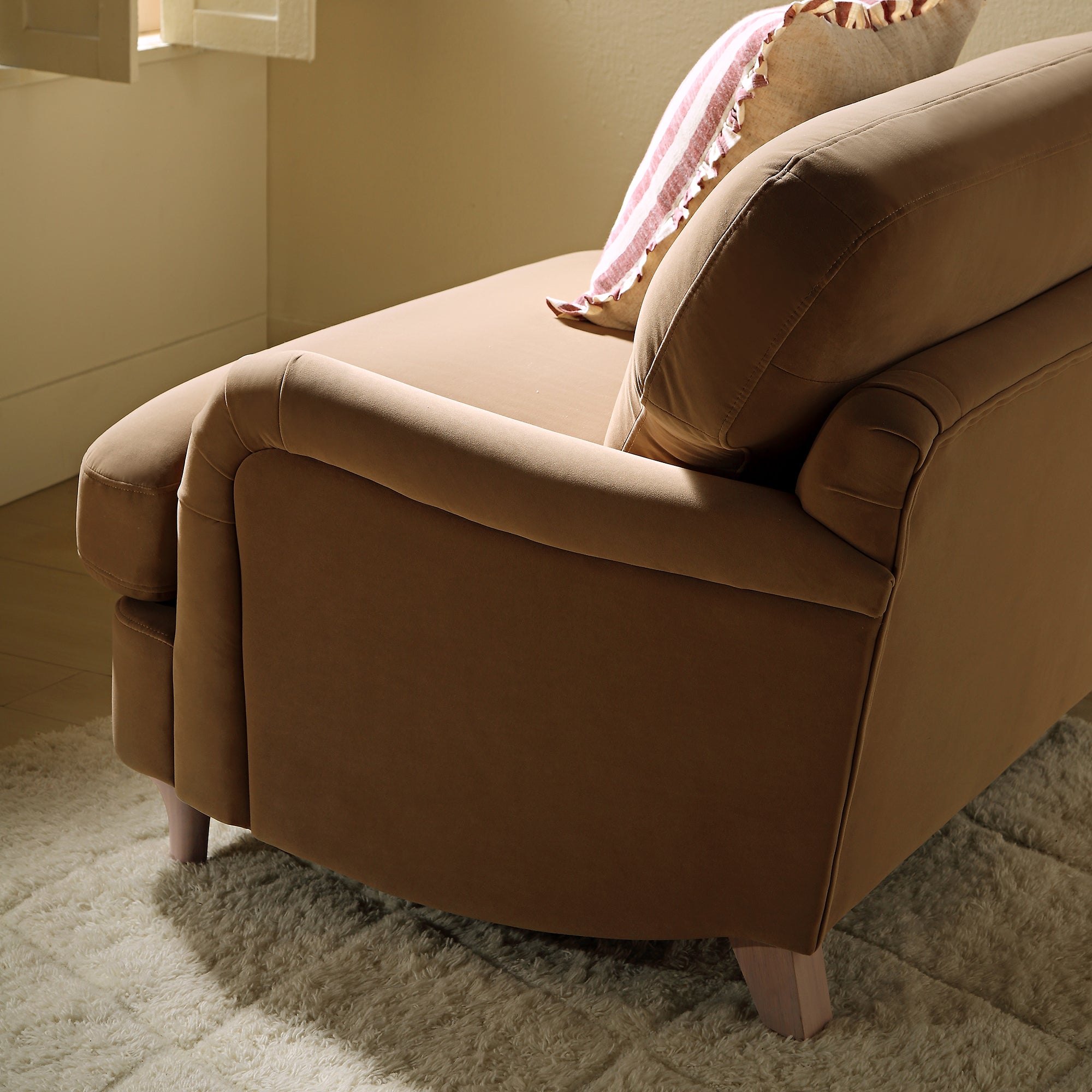 Camel Velvet Sofa, Loveseat