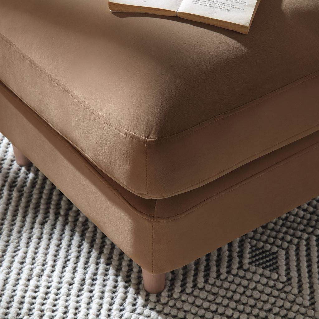 Camel Velvet Sofa, Footstool