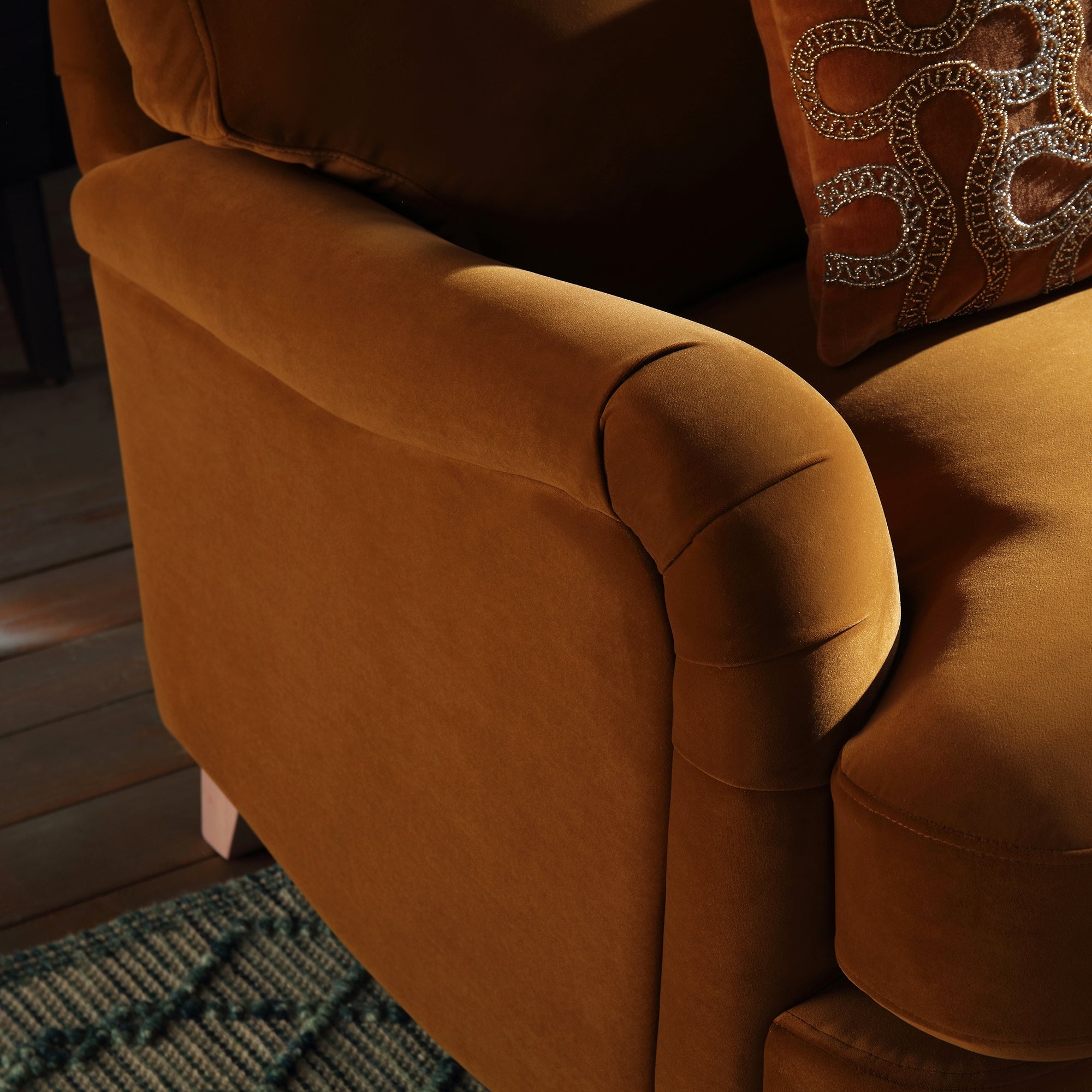 Cinnamon Velvet Sofa, 1-Seater
