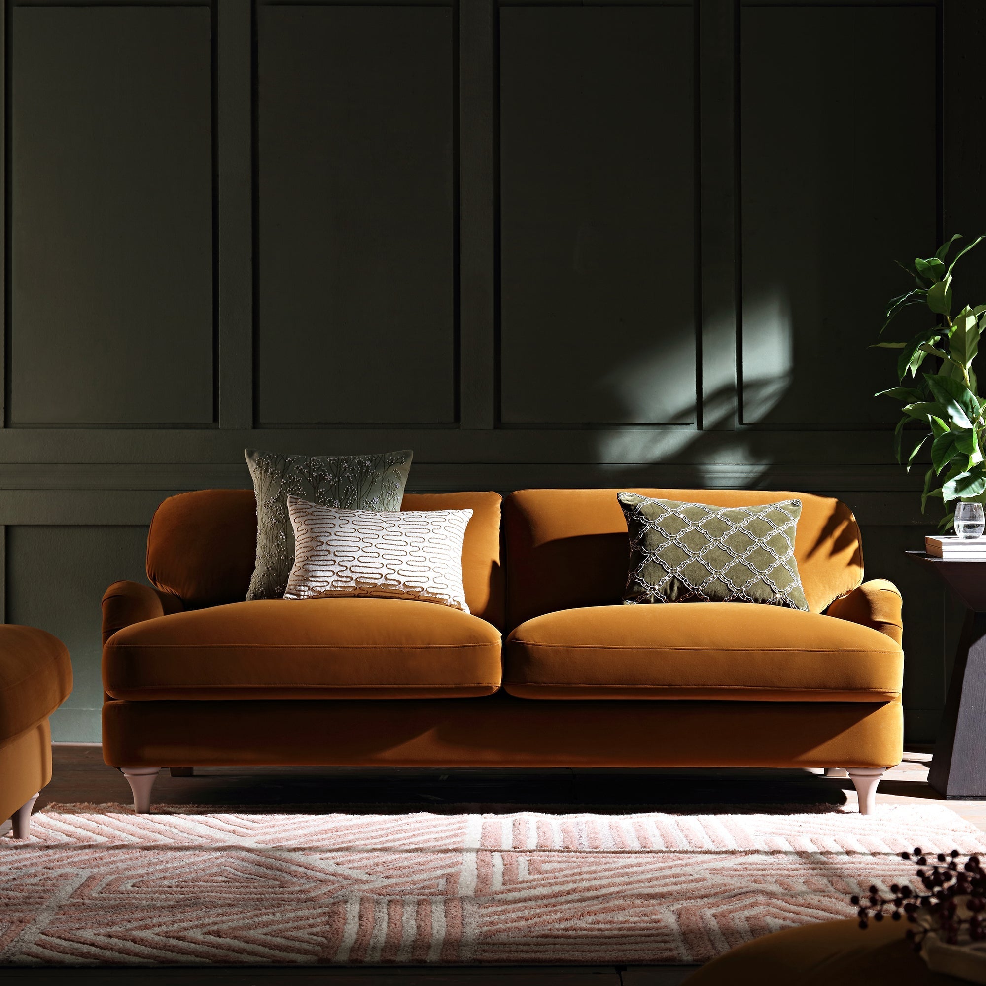 Cinnamon Velvet Sofa, 3-Seater
