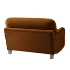 Traditional English Loveseat Sofa - Cinnamon Velvet, Curved Back, Hand Tufted Armrests, 1.5-Seater