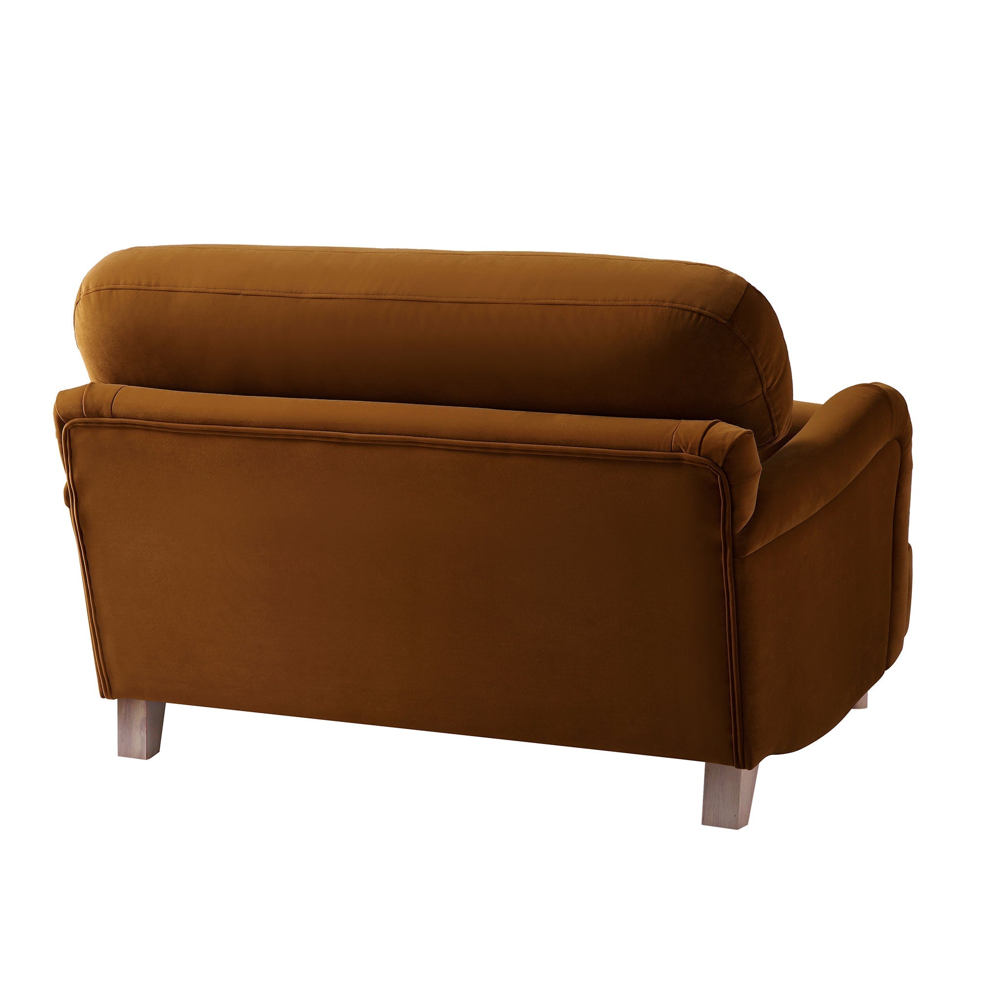 Traditional English Loveseat Sofa - Cinnamon Velvet, Curved Back, Hand Tufted Armrests, 1.5-Seater