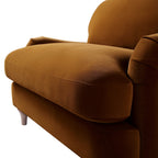 Traditional English Loveseat Sofa - Cinnamon Velvet, Curved Back, Hand Tufted Armrests, 1.5-Seater