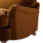 Traditional English Loveseat Sofa - Cinnamon Velvet, Curved Back, Hand Tufted Armrests, 1.5-Seater