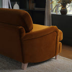 Traditional English Loveseat Sofa - Cinnamon Velvet, Curved Back, Hand Tufted Armrests, 1.5-Seater