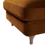 Traditional English Footstool - Cinnamon Velvet, Washed Wood Legs, Padded Seat, 31.5" W