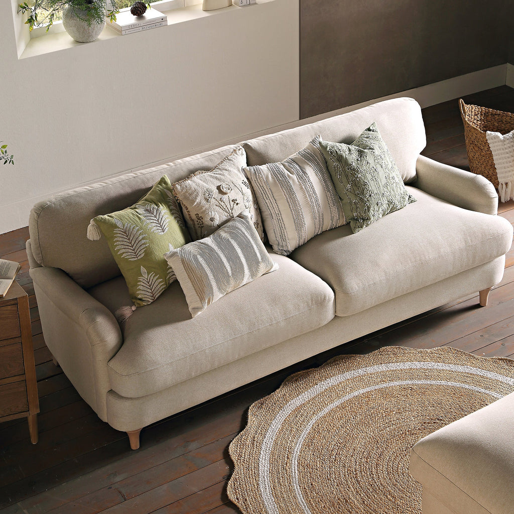 Oatmeal Fabric Sofa, 3-Seater