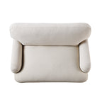 Traditional English Loveseat Sofa - Oatmeal Brushed Fabric, Curved Back, Hand Tufted Armrests, 1.5-Seater