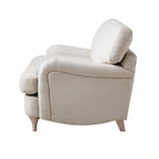 Traditional English Loveseat Sofa - Oatmeal Brushed Fabric, Curved Back, Hand Tufted Armrests, 1.5-Seater