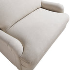 Traditional English Loveseat Sofa - Oatmeal Brushed Fabric, Curved Back, Hand Tufted Armrests, 1.5-Seater