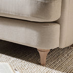 Traditional English Loveseat Sofa - Oatmeal Brushed Fabric, Curved Back, Hand Tufted Armrests, 1.5-Seater