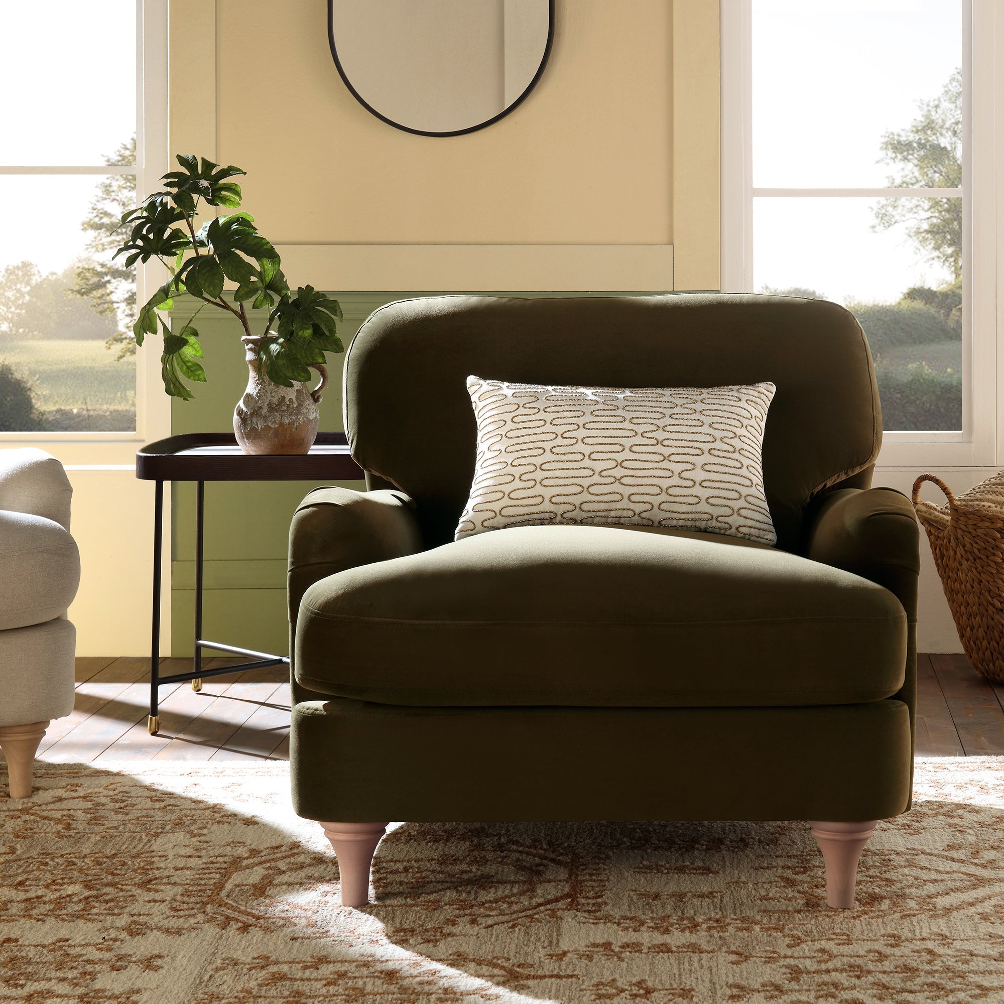 Seaweed Velvet Sofa, 1-Seater