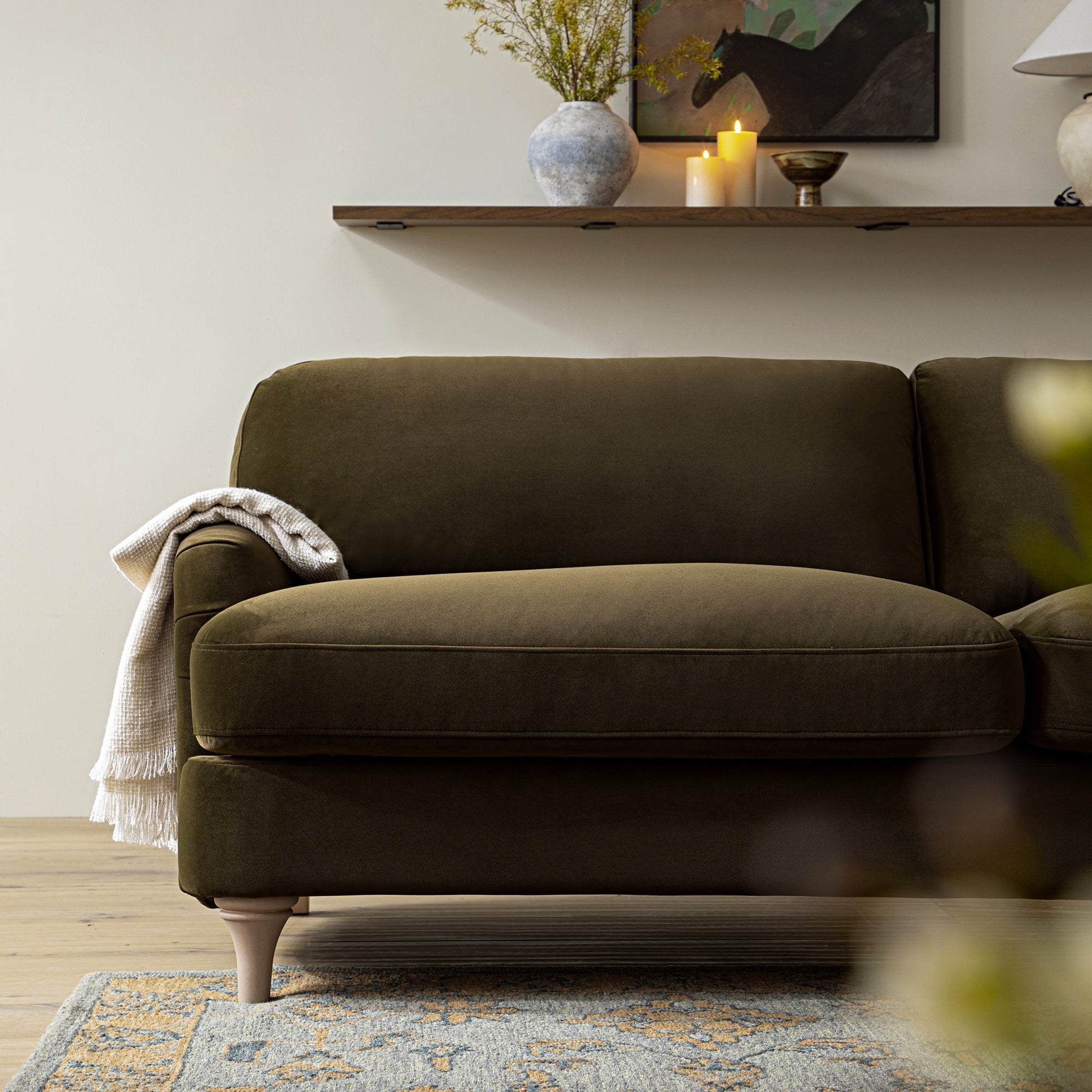 Seaweed Velvet Sofa, 3-Seater
